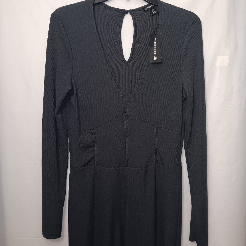 PRETTYLITTLETHING CUT OUT RIB LONG SLEEVE JUMPSUIT